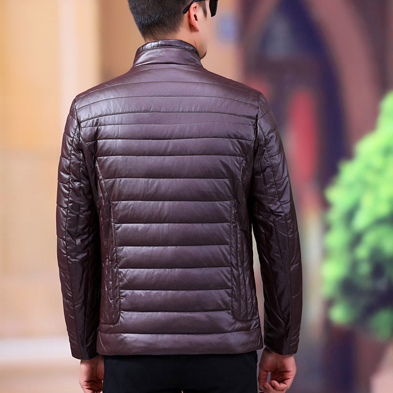 Thickened PU Leather Jacket | Polyester-Lined Faux Leather Coat