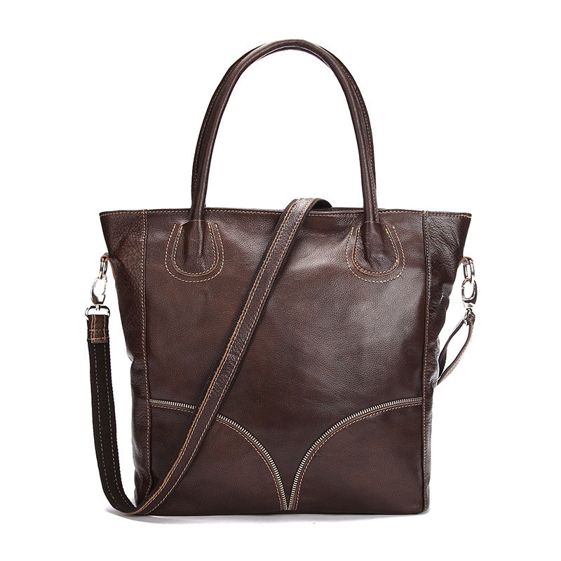 Luxury Genuine Leather Women’s Tote Bag – Large Capacity, Soft Cowhide Handbag with Multiple Compartments