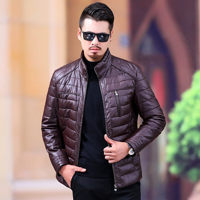 Thickened PU Leather Jacket | Polyester-Lined Faux Leather Coat