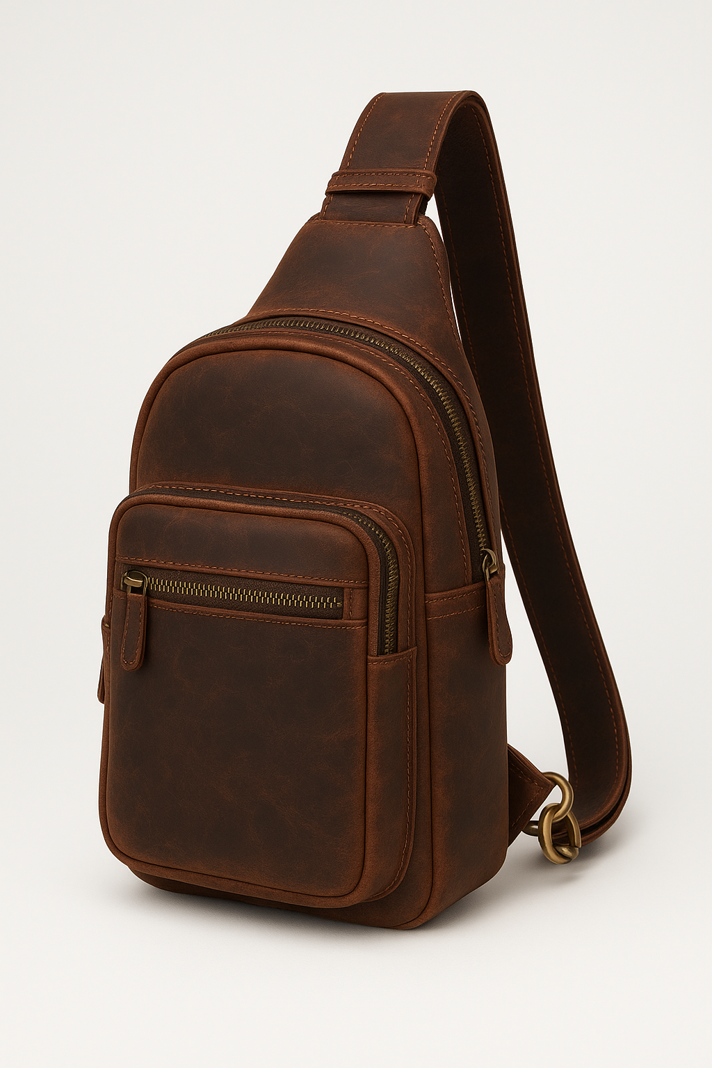 Men’s Vintage Horse Leather Chest Bag – Genuine Leather Crossbody Messenge