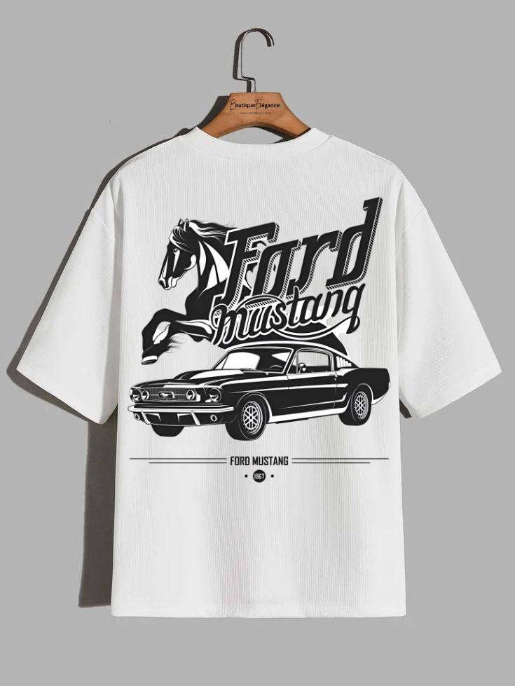 Classic Ford Mustang Drop-Shoulder Tee - Vintage Car Lovers