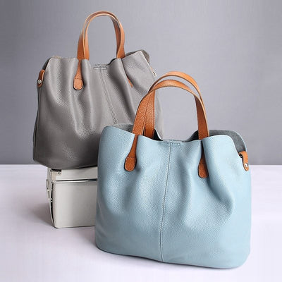 Premium Cowhide Leather Tote Bag for Women | Shoulder Handbag with Removable Strap