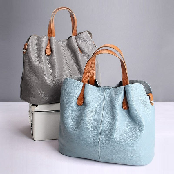 Premium Cowhide Leather Tote Bag for Women | Shoulder Handbag with Removable Strap