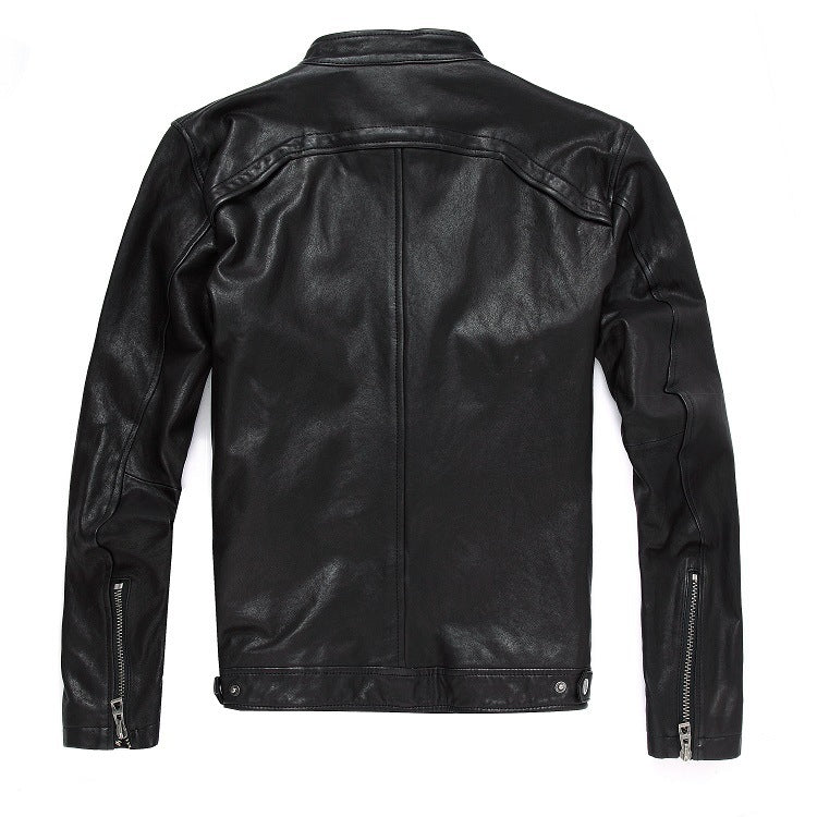 Premium Men’s Leather Jacket | Genuine Cowhide & Goatskin | Business Casual Style with Zipper