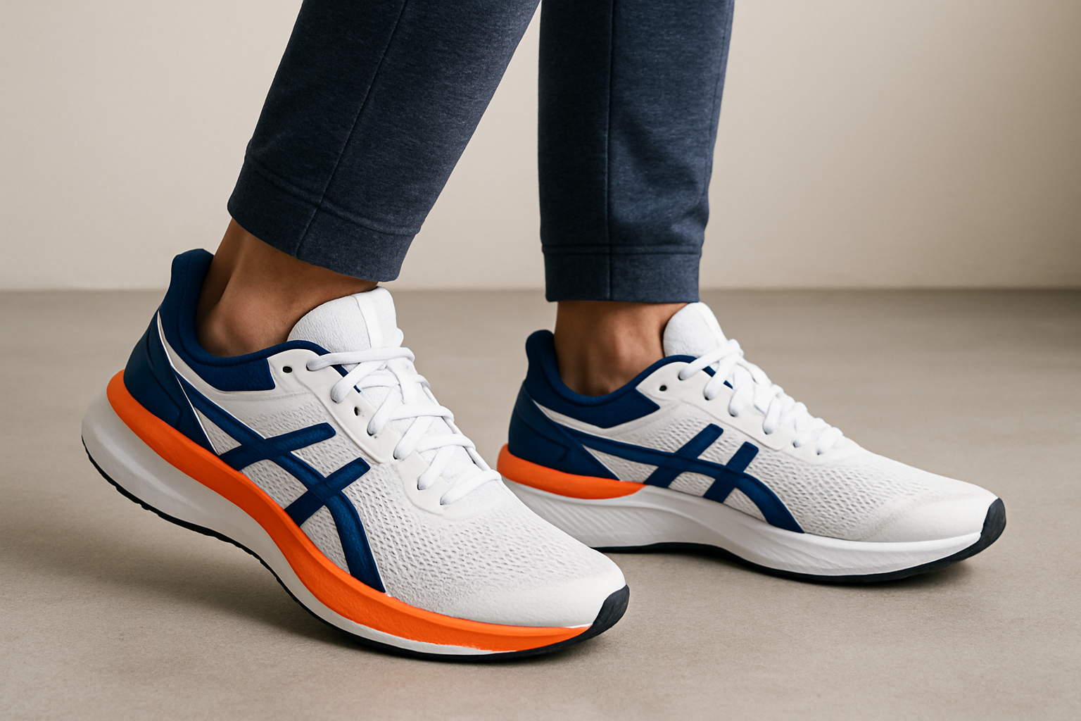 a person wearing sports shoes