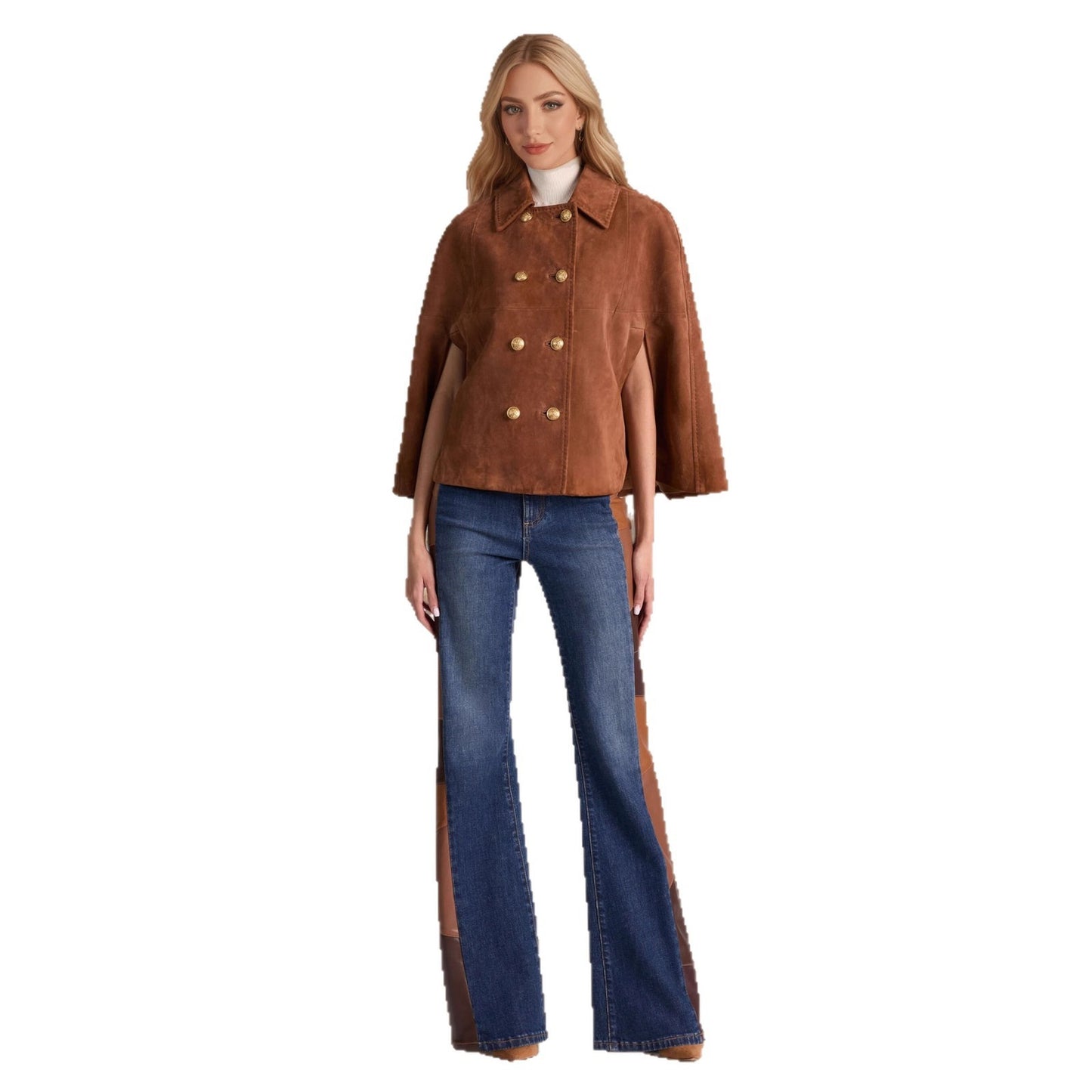 Women’s Loose-Fit Polyester Leather Coat – Casual Streetwear Outerwear