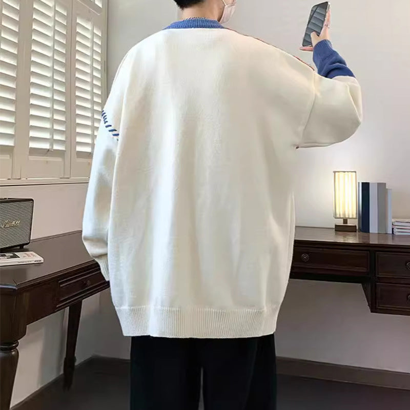 Men’s Colorblock Sweater – Winter Knitted Pullover | Long Sleeve Fashion Top