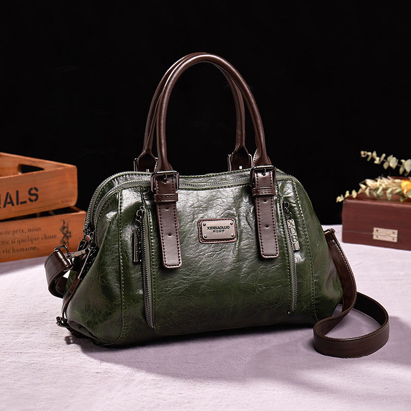Women’s PU Leather Crossbody Handbag – Fashionable Shoulder Bag with Top Handle & Elegant Splicing Design