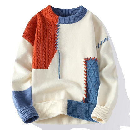 Men’s Colorblock Sweater – Winter Knitted Pullover | Long Sleeve Fashion Top