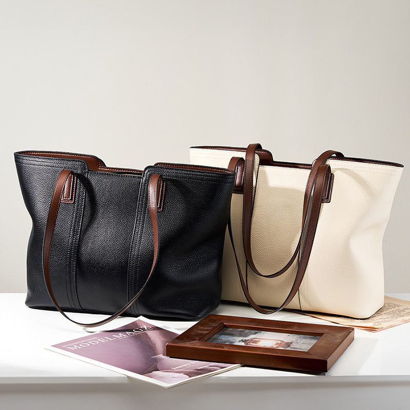 Women’s Large Capacity Commuter Shoulder Bag – Genuine Leather Tote Handbag for Work, Travel & Everyday Use - Boutique Élégance