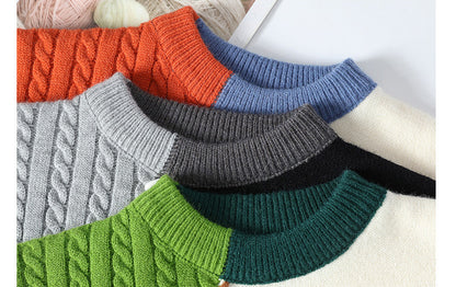 Men’s Colorblock Sweater – Winter Knitted Pullover | Long Sleeve Fashion Top