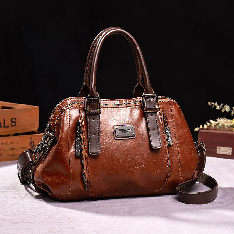 Women’s PU Leather Crossbody Handbag – Fashionable Shoulder Bag with Top Handle & Elegant Splicing Design