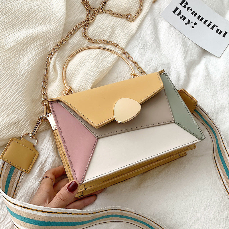 Multi-Compartment PU Leather Crossbody Bag with Contrast Strap