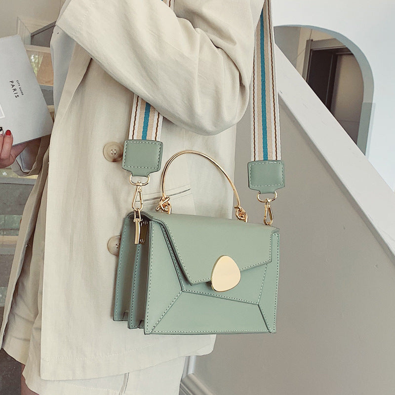 Multi-Compartment PU Leather Crossbody Bag with Contrast Strap