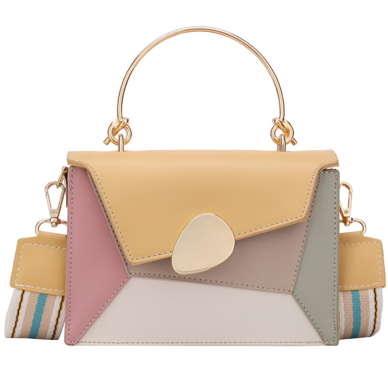 Multi-Compartment PU Leather Crossbody Bag with Contrast Strap