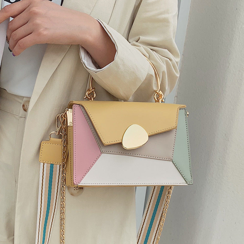 Multi-Compartment PU Leather Crossbody Bag with Contrast Strap