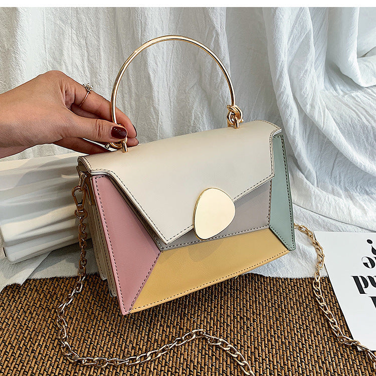 Multi-Compartment PU Leather Crossbody Bag with Contrast Strap