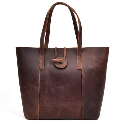 Premium Vintage Leather Tote Bag – Large Capacity Commuter Handbag for Everyday Use - Boutique Élégance