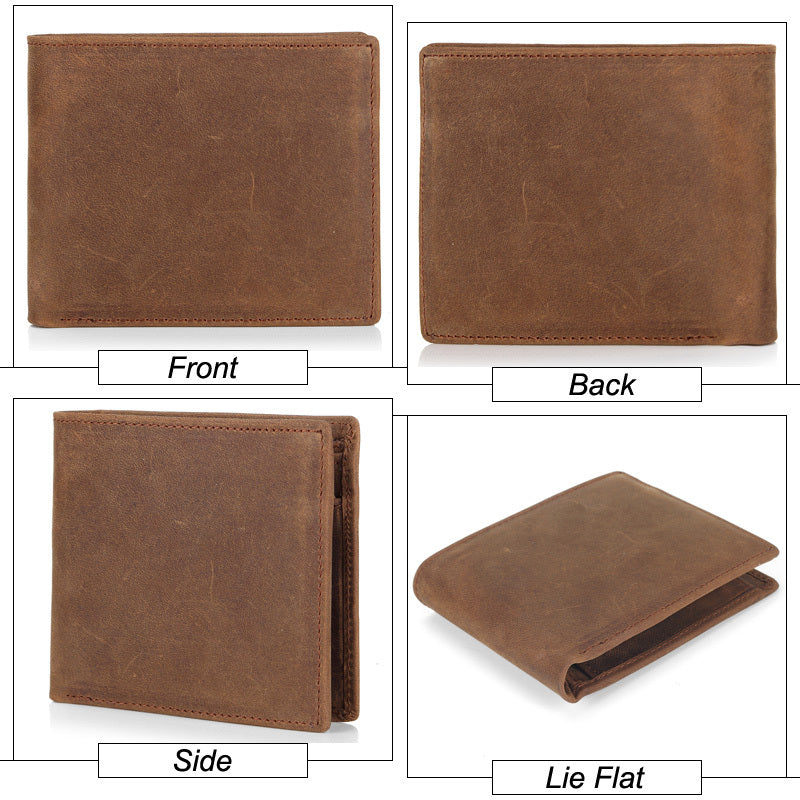 NEW Genuine Leather Mens Wallets Crazy Horse Leather