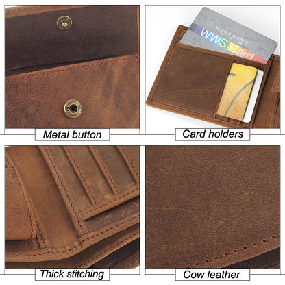 NEW Genuine Leather Mens Wallets Crazy Horse Leather