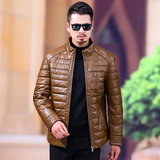 Thickened PU Leather Jacket | Polyester-Lined Faux Leather Coat