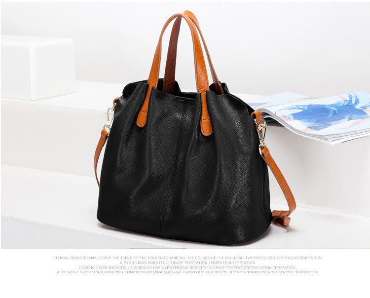 Premium Cowhide Leather Tote Bag for Women | Shoulder Handbag with Removable Strap