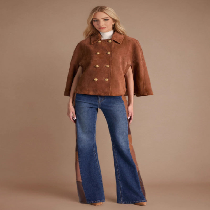 Women’s Loose-Fit Polyester Leather Coat – Casual Streetwear Outerwear