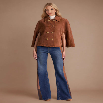 Women’s Loose-Fit Polyester Leather Coat – Casual Streetwear Outerwear