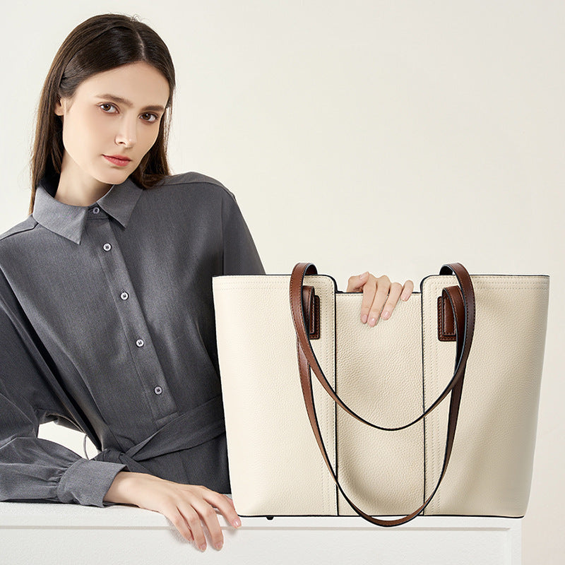 Women’s Large Capacity Commuter Shoulder Bag – Genuine Leather Tote Handbag for Work, Travel & Everyday Use - Boutique Élégance