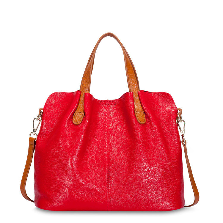 Premium Cowhide Leather Tote Bag for Women | Shoulder Handbag with Removable Strap - Boutique Élégance