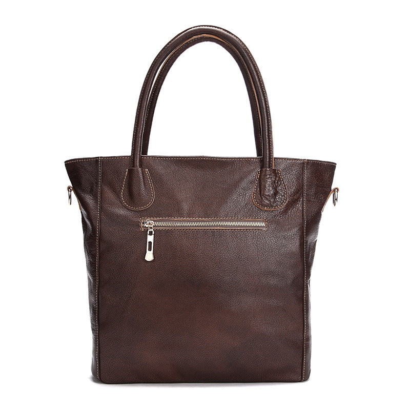 Luxury Genuine Leather Women’s Tote Bag – Large Capacity, Soft Cowhide Handbag with Multiple Compartments