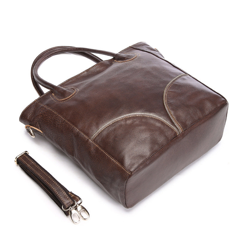 Luxury Genuine Leather Women’s Tote Bag – Large Capacity, Soft Cowhide Handbag with Multiple Compartments