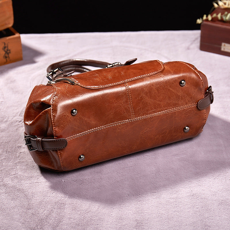 Women’s PU Leather Crossbody Handbag – Fashionable Shoulder Bag with Top Handle & Elegant Splicing Design