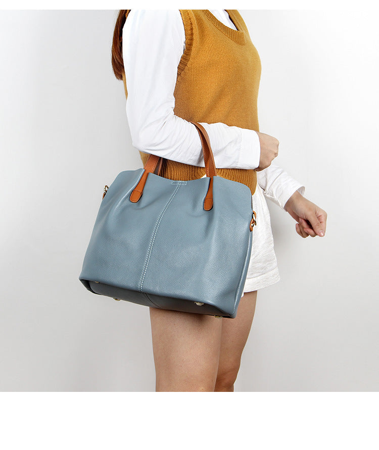 Premium Cowhide Leather Tote Bag for Women | Shoulder Handbag with Removable Strap