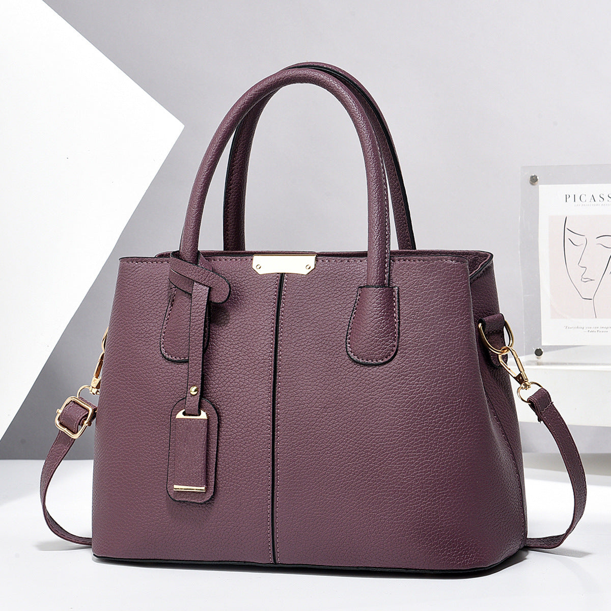 Luxury PU Leather Women’s Handbag – Designer Messenger Tote Shoulder Bag with Top Handle