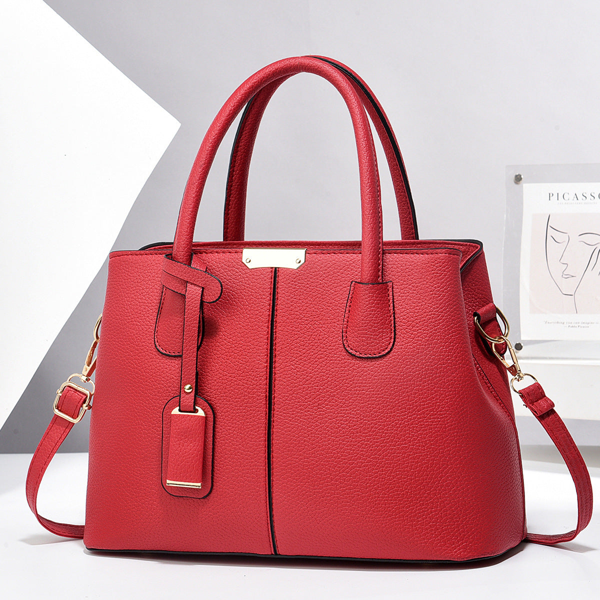 Luxury PU Leather Women’s Handbag – Designer Messenger Tote Shoulder Bag with Top Handle