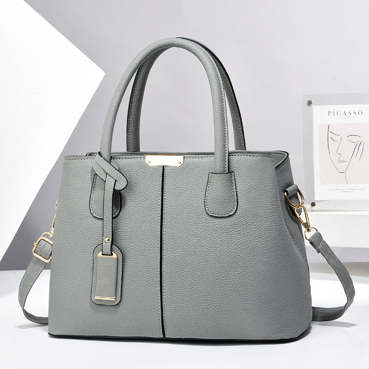 Luxury PU Leather Women’s Handbag – Designer Messenger Tote Shoulder Bag with Top Handle