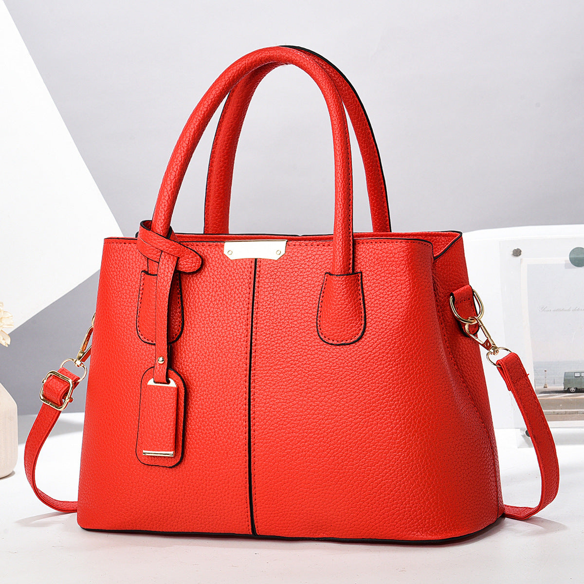 Luxury PU Leather Women’s Handbag – Designer Messenger Tote Shoulder Bag with Top Handle
