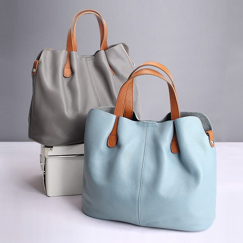 Premium Cowhide Leather Tote Bag for Women | Shoulder Handbag with Removable Strap
