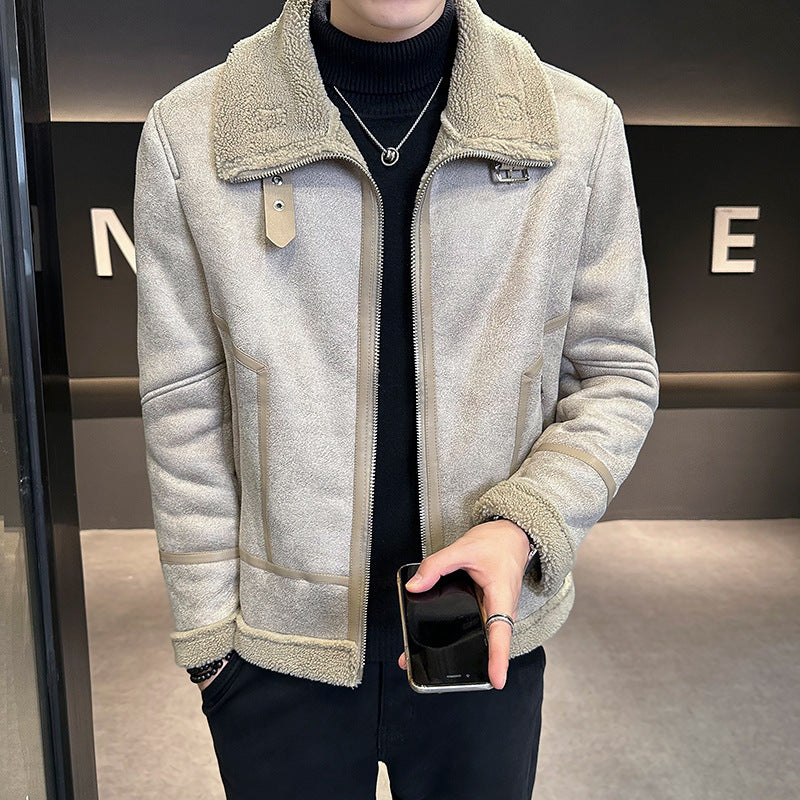 Men’s Winter Faux Leather Jacket – Warm Shearling Lined Biker Coat