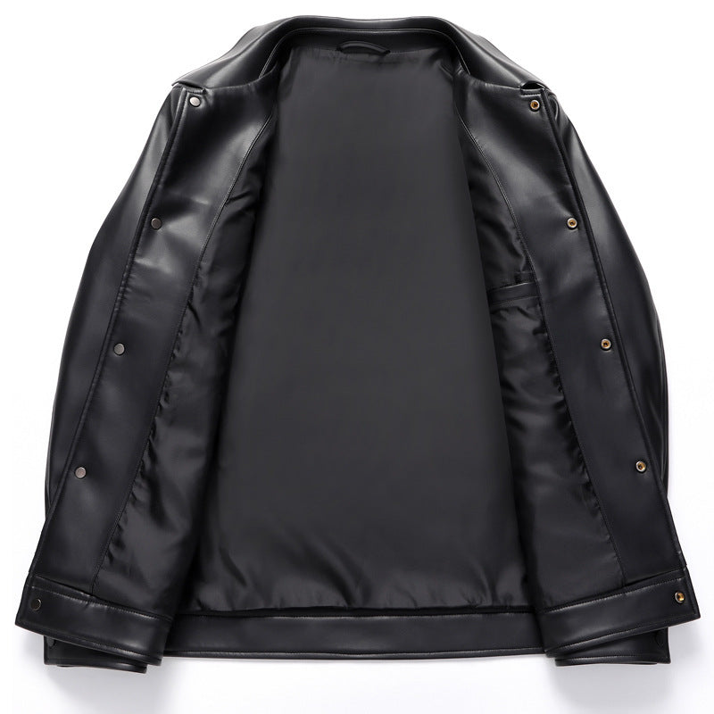 Men’s PU Leather Jacket – Classic Regular Fit Fall Outerwear