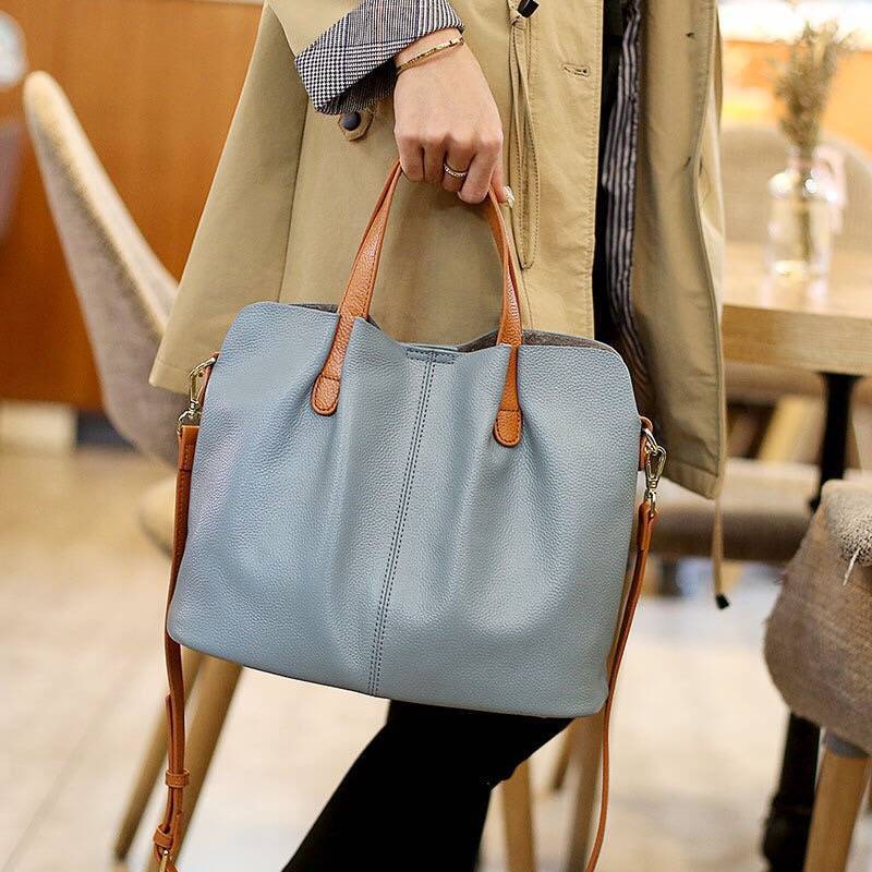 Premium Cowhide Leather Tote Bag for Women | Shoulder Handbag with Removable Strap