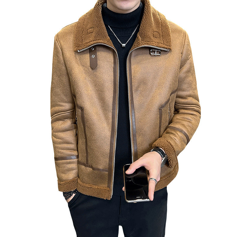 Men’s Winter Faux Leather Jacket – Warm Shearling Lined Biker Coat
