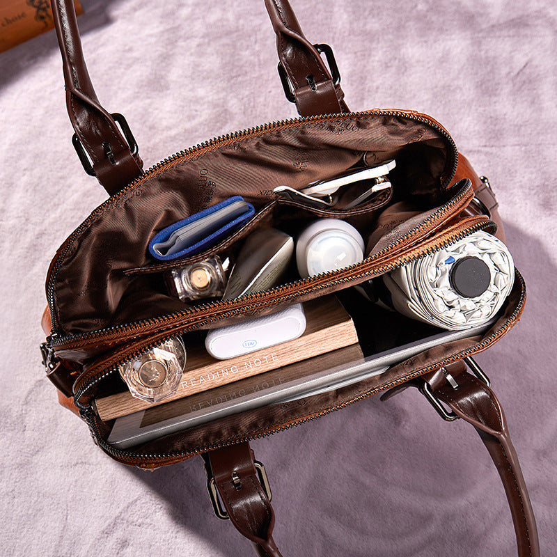 Women’s PU Leather Crossbody Handbag – Fashionable Shoulder Bag with Top Handle & Elegant Splicing Design