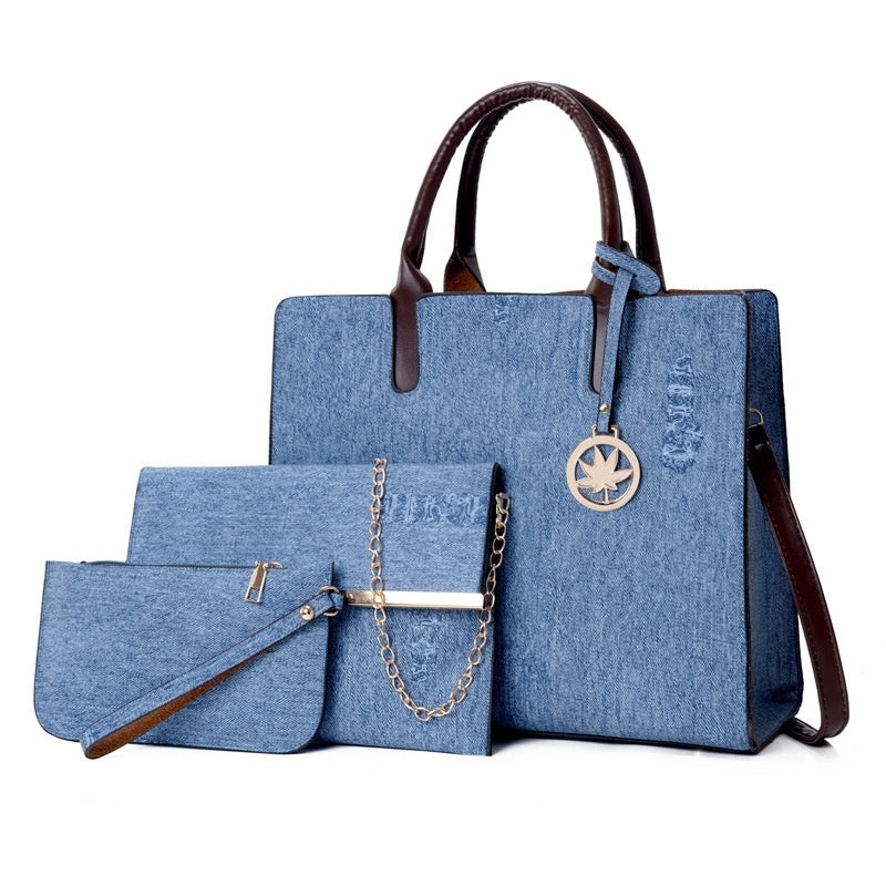 Women’s 3-Piece PU Leather Handbag Set – Tote Bag, Shoulder Bag & Clutch Purse