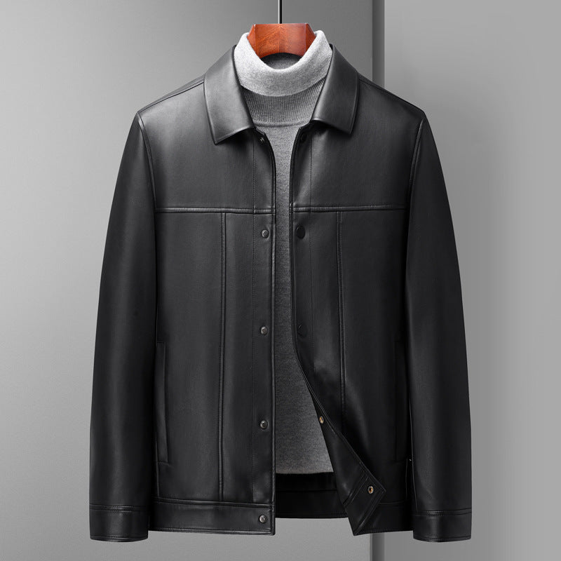 Men’s PU Leather Jacket – Classic Regular Fit Fall Outerwear