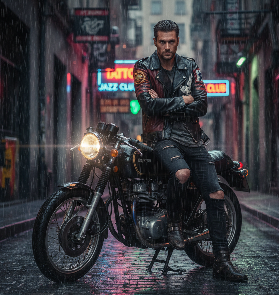 Heritage Eagle Patch Sheep Leather Jacket – Vintage Biker Style
