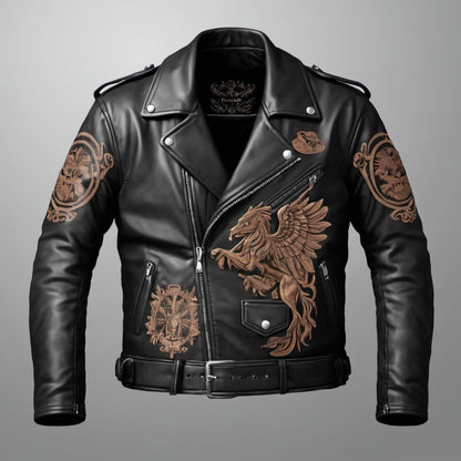 Griffin Rider Black Sheepskin Leather Biker Jacket – Premium Handmade Men’s Motorcycle Jacket USA & Canada - Boutique Élégance