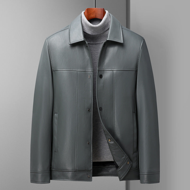 Men’s PU Leather Jacket – Classic Regular Fit Fall Outerwear