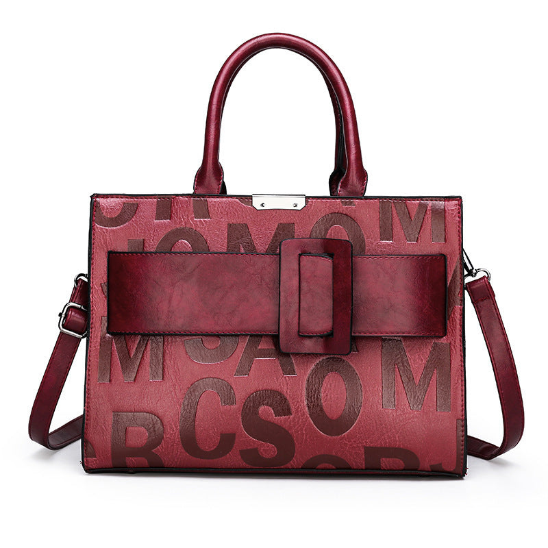 Zippered Letter Pattern Tote with Soft Handle